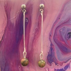 Unakite handmade earrings. NICKEL FREE - HYPOALLERGENIC